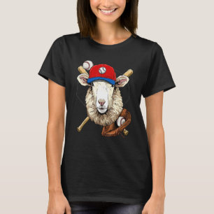Camiseta Jugador de béisbol oveja cordero lanzador receptor