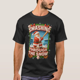 Camiseta Jugador de béisbol Santa Claus Bate Estadio Nieve
