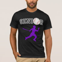 Jugador de béisbol senior con silueta púrpura