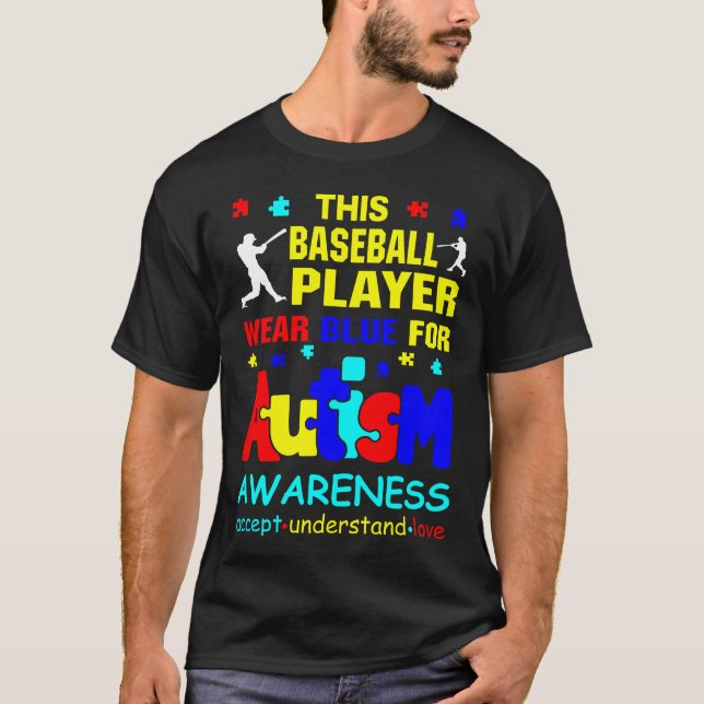 Camiseta Jugador de béisbol usa azul para concientizar sobr (Anverso)