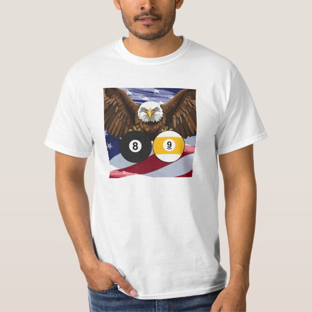 Camiseta Jugador de Billar 8 Bolas 9 Bolas Patriótico (Anverso)
