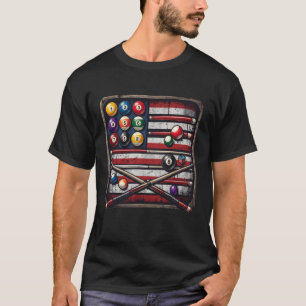 Camiseta Jugador de billar para hombres bandera americana B