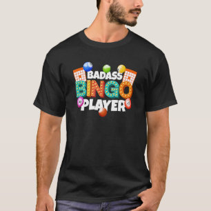 Camiseta Jugador de Bingo Badass con bolas y tarjetas Funny