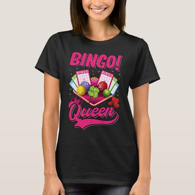 Camiseta Jugador de Bingo Reina Mujeres Divertidas Bingo Ch (Anverso)