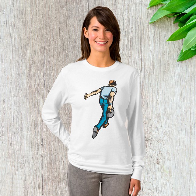 Camiseta Jugador de boliche retro lanzando bolas (Subido por el creador)