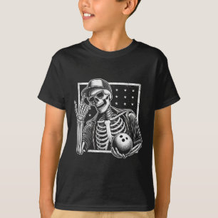 Camiseta Jugador de bolos de Skeleton Cumpleaños Halloween