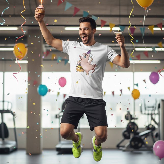 Camiseta Jugador de Cerdo de Cumpleaños Hombres Activos (Subido por el creador)