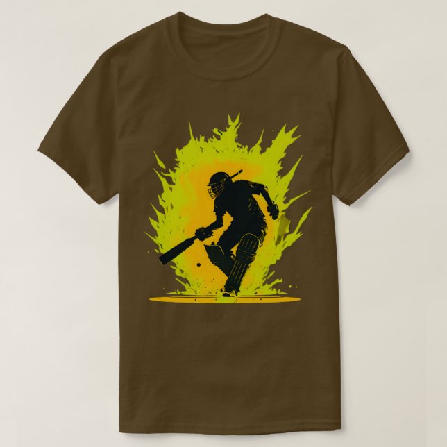 Camiseta Jugador de cricket Jugador Silhouette Bat (Diseño del anverso)