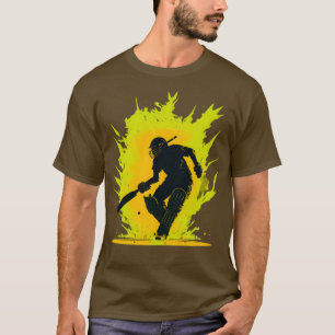 Camiseta Jugador de cricket Jugador Silhouette Bat