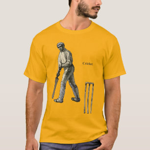 Camiseta Jugador de críquet de época con bata y wicket
