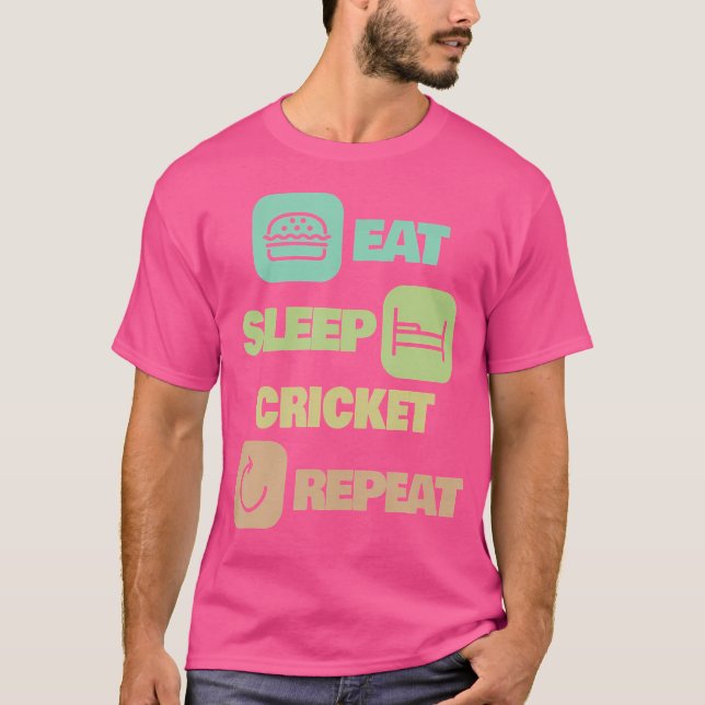 Camiseta Jugador de críquet de repetición del sueño (Anverso)