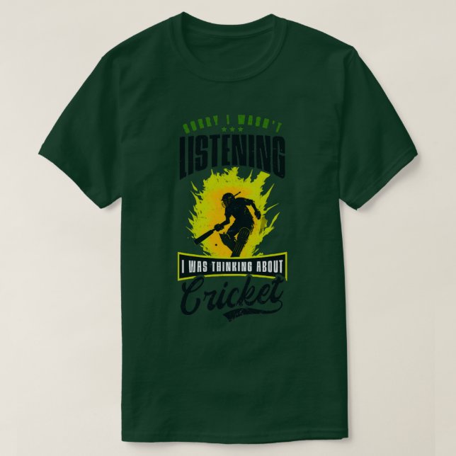 Camiseta Jugador de críquet no escuchó pensar sobre 1 (Diseño del anverso)