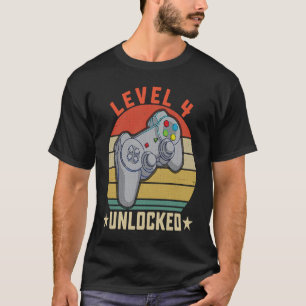 Camiseta Jugador de cuarto cumpleaños de nivel 4 desbloquea