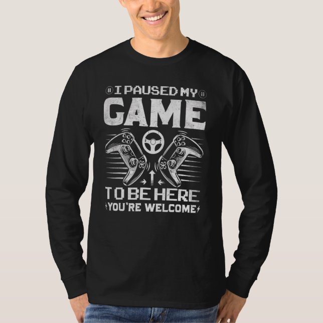 Camiseta Jugador de Cute Pausé Mi Juego Para Estar Aquí Est (Anverso)
