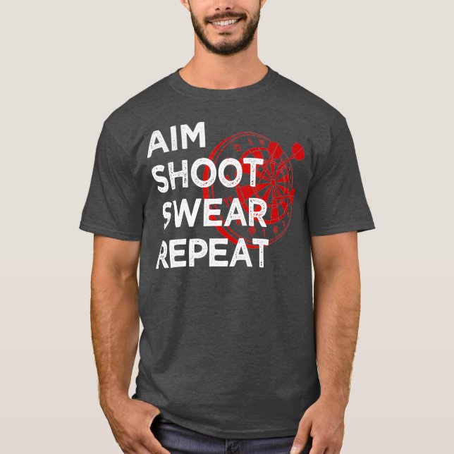 Camiseta Jugador de Dart Gráfica Dartboard Aim Shoot Swear (Anverso)