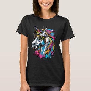 Camiseta jugador de DJ de unicornio con audífonos y gafas d