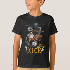 Camiseta Jugador De Esqueleto De Fútbol Trick O Kick Tea Ha