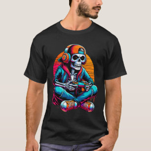 Camiseta Jugador de Esqueleto de Halloween Video Juegos
