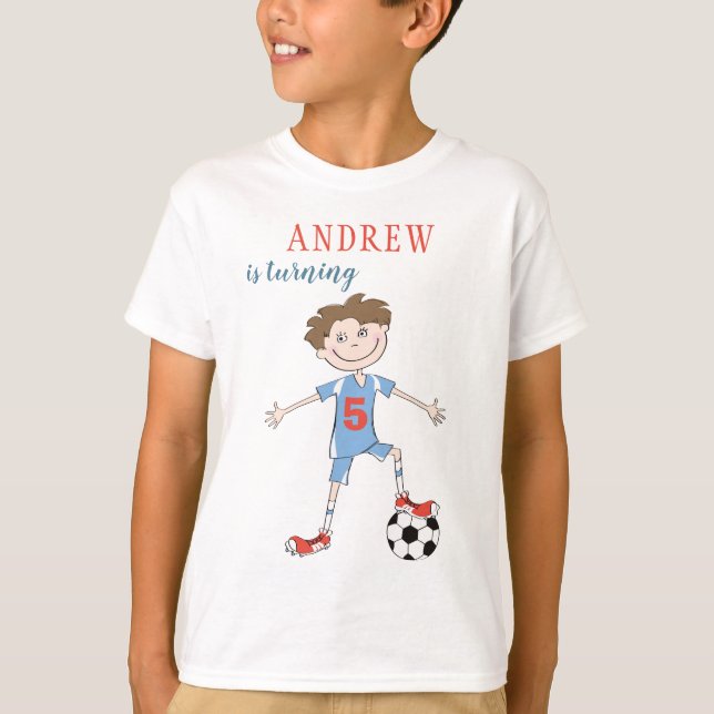 Camiseta Jugador de fútbol 5 años fiesta de cumpleaños de n (Anverso)