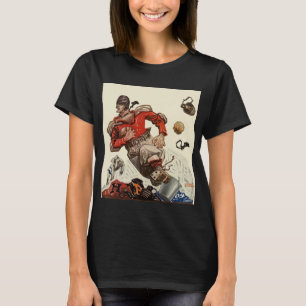 Camiseta Jugador de fútbol americano vintage y mascota bull