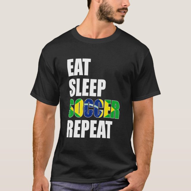 Camiseta Jugador de fútbol de Eat Sleep Soccer Repetir el f (Anverso)