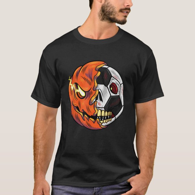 Camiseta Jugador de fútbol de Halloween con calabaza de cal (Anverso)