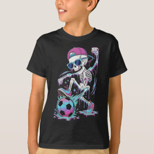 Camiseta Jugador de fútbol esqueleto de goteo de neón graff
