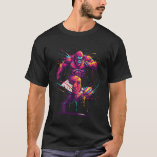 Camiseta Jugador de Fútbol Gorila Arte Salpicadura de Pintu