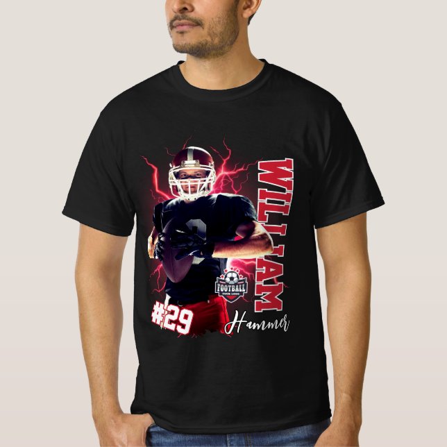 Camiseta Jugador de Fútbol Rojo Negro Nombre y Foto (Anverso)