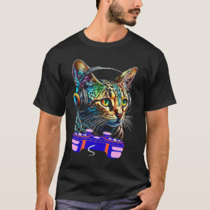 Camiseta Jugador de gato bengalí de videojuegos hombre K
