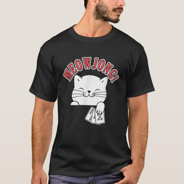 Camiseta Jugador de gato Mahjong Juego de tablero de China  (Anverso)