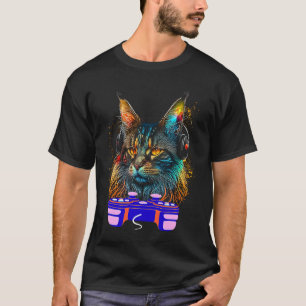 Camiseta Jugador de gato Maine Coon de videojuegos Animal