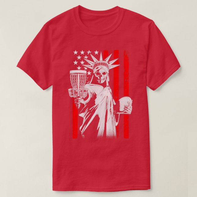 Camiseta Jugador de Golf de Bandera Americana Estatua de Es (Diseño del anverso)