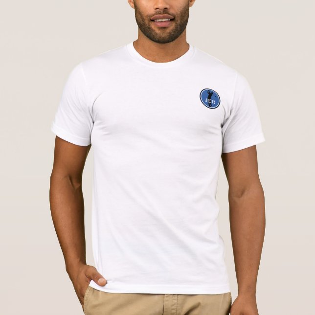Camiseta Jugador de golf Deportes Monogramado Azul Negro (Anverso)