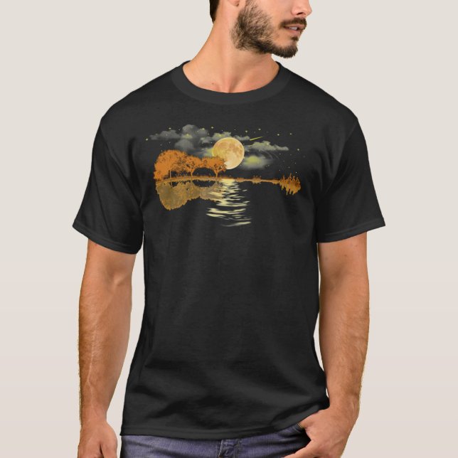 Camiseta Jugador De Guitarra Acústica T Shirt, Guitar Moonl (Anverso)
