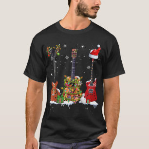 Camiseta Jugador de guitarra Bass Santa Hat Reindeer Guitar