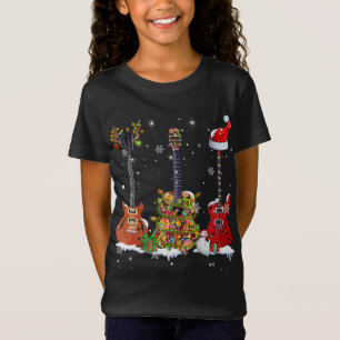 Camiseta Jugador de guitarra Bass Santa Hat Reindeer Guitar