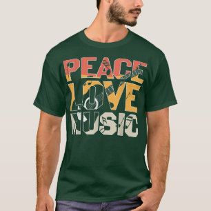 Camiseta Jugador de guitarra de música Peace Love