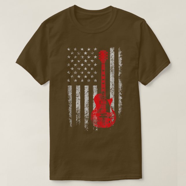 Camiseta Jugador de guitarra eléctrica Patriótica Fla Ameri (Diseño del anverso)