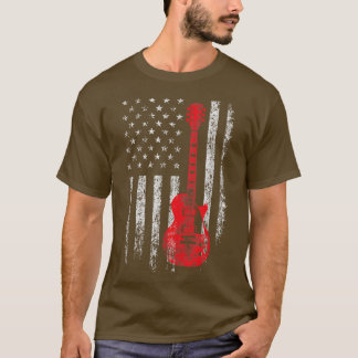 Camiseta Jugador de guitarra eléctrica Patriótica Fla Ameri