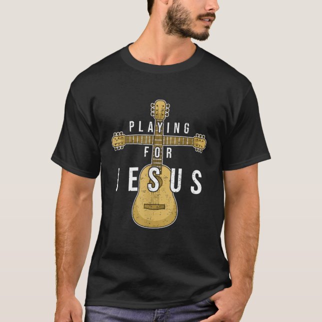 Camiseta Jugador de guitarra musical cristiana Jesús Guitar (Anverso)