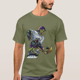 Camiseta Jugador de Hockey de Halloween Zombie Divertido Ho