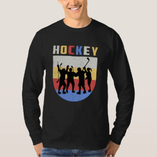 Camiseta Jugador de hockey de hielo Stick Equipo de retro r