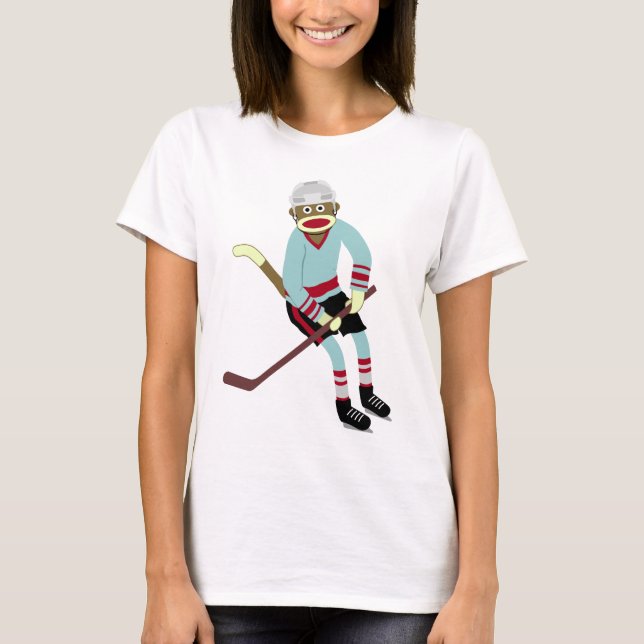 Camiseta Jugador de hockey del mono del calcetín (Anverso)