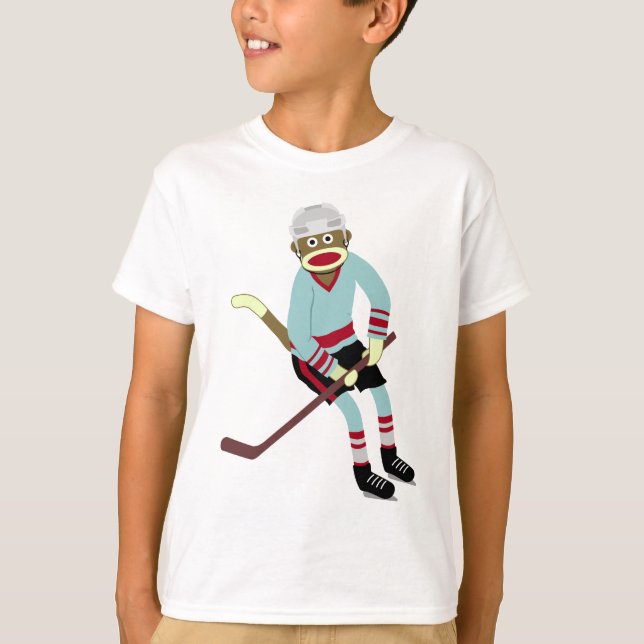 Camiseta Jugador de hockey del mono del calcetín (Anverso)
