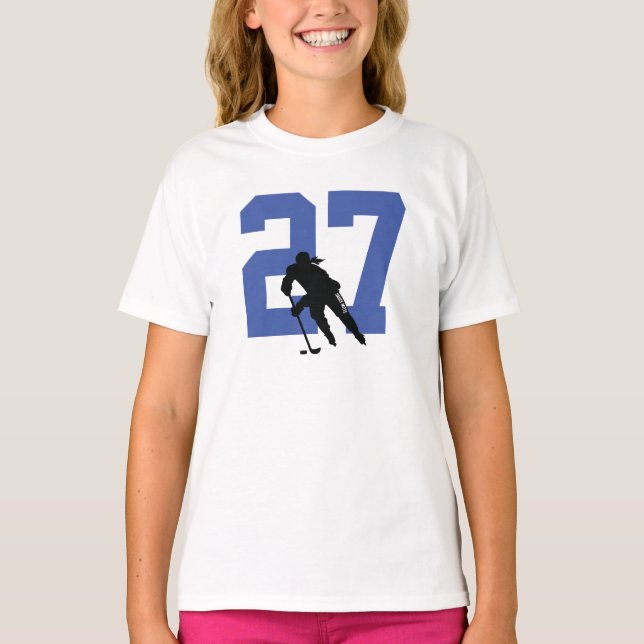 Camiseta Jugador de hockey femenino personalizado nombre nú (Anverso)
