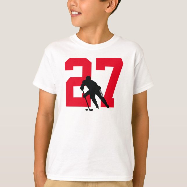 Camiseta Jugador de hockey juvenil personalizado número roj (Anverso)