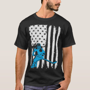 Camiseta Jugador de hockey patriótico americano con bandera