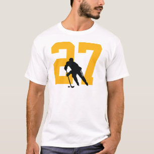 Camiseta Jugador de hockey personalizado número negro y oro