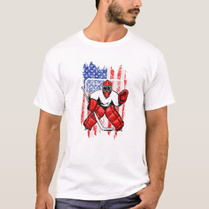 Camiseta Jugador de hockey sobre hielo Tee Vintage Bandera 